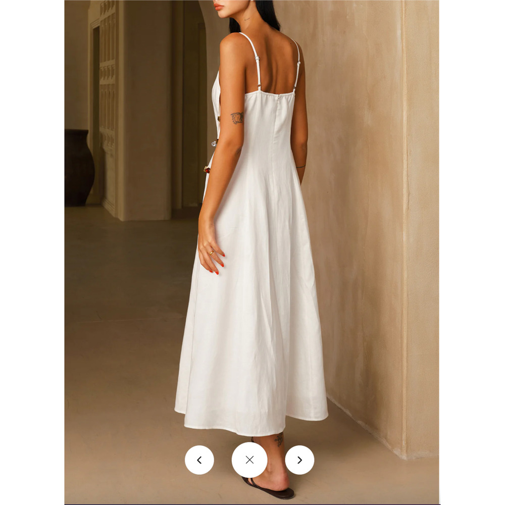 NWT Commense Linen-Blend Amber Detail Cami Midi Dress S - Picture 6 of 7